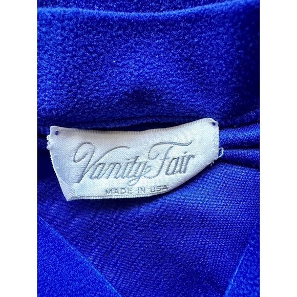 Vintage Vanity Fair Royal Blue Embroidered Zip Robe Lounge Dress Made in USA L/X - Picture 6 of 8